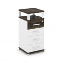 Тумба приставная с 4-мя ящиками и надставкой CONCEPT CN.TUO-003 B/W Дуб Мали Белый бриллиант Белый_26