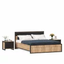 Кровать двуспальная 1600 с тумбами Техно 06 Дуб Золотой Черный_0