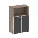 Шкаф средний широкий стеклянные дверцы SHIFT SK.ST-2.2R black Тиквуд Темный/Антрацит_10