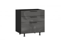 Тумба кухонная 800 с 3 ящиками (4) Герда ЛД 279.160.000.077 Чёрный/Антрацит глянец_16