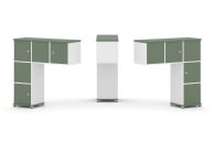 Надставка на стол низкая двухсторонняя + задняя стенка (5 шт.) + распашной фасад (5 шт.) CONCEPT CN.DNN-007 Кобо Белый бриллиант Белый металл_6