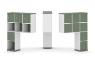 Надставка на стол высокая односторонняя + задняя стенка (8 шт.) + распашной фасад (3 шт.) + блок с 2-мя ящиками (1 шт.) CONCEPT CN.ONV-004 Кобо Белый бриллиант Белый металл_29