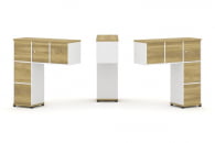 Надставка на стол низкая двухсторонняя + задняя стенка (5 шт.) + блок с 1-м ящиком (2 шт.) + распашной фасад (3 шт.) CONCEPT CN.DNN-006 Дуб Винченцо Белый бриллиант Черный металл_5