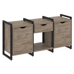 Тумба на регулируемых опорах наборная. Вариант №7 LOFT VR.L-TN-7.O Металл черный Тиквуд темный