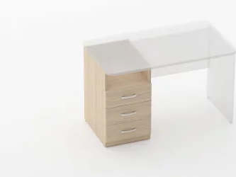 Тумба встраиваемая в стол на 3 ящика с нишей Glassy 3.12.12-Дуб молочный