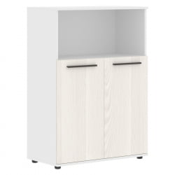 Шкаф с глухими малыми дверьми ЕДИС ЕМCС 85.3 Ясень Траун Мокко Белый / EDIS EMCS