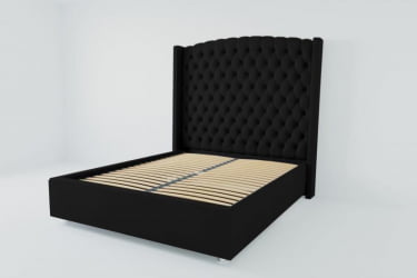 Мягкая интерьерная кровать "Берлин Люкс" с ортопедическими латами (металл) Материал фасада: Искусственная кожа; Спальное место: 2000х2000 мм; Цвет фасада: Кольт Ч; Цвет корпуса: Кольт Ч 