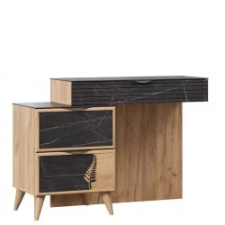 Стол туалетный с зеркалом Шелли Дуб золотой Камень Пьетра чёрный