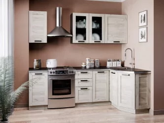 Угловой кухонный гарнитур 2400 Винченца №2 Черный Дуб Крафт белый