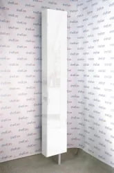 Дизайнерский шкаф в белом глянцевом стекле Лупо Шелф (правый) Беленый дуб