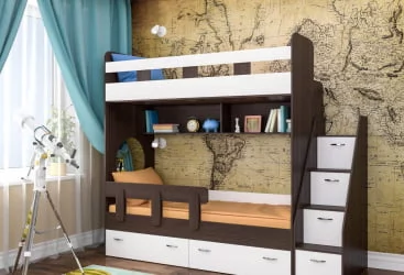 Кровать Юниор 1 (без бортика) Бодего-белое дерево