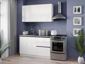 Кухня 2000 Шервуд №3 Белый Белый глянец Черный