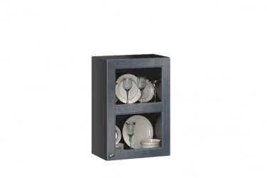 Шкаф кухонный 450 со стеклом Тип 1 Мокка ЛД 274.330.000.151 Черный Дуб фактурный антрацит