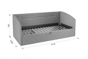 Кровать  0.9 Альба (Софа) КМ.S-16 галька (велюр)