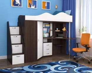 Кровать-стол Пионер 1 (Бодего/Белое дерево)