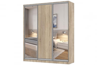 Шкаф-купе 3-х дверный Виктория 2000х584х2300, Дуб сонома светлый 20ДЗДЛДЗ-ЯППП-Дсс 310-3021