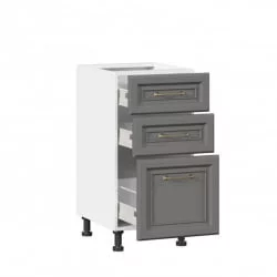 Тумба кухонная 400 с 3 ящиками ЛЮКС (4) Джелатто ЛД 241.880.000.120 Белый Оникс серый