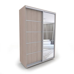 Современный шкаф-купе с зеркалом Акцент-Квадро Д 1200х600 Шимо светлый/хром