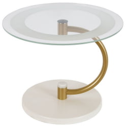 Стол журнальный Дуэт 13Н Золото, слоноая кость / стекло прозрачное