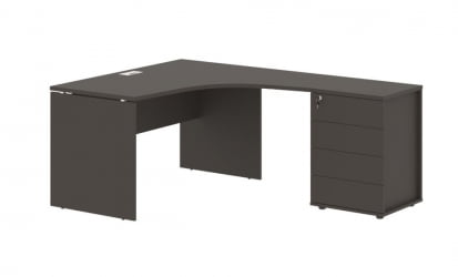 Стол эргономичный с тумбой правый ЕДИС ЕДCЕТ 1318 Р Мокко Белый / EDIS EDCET R