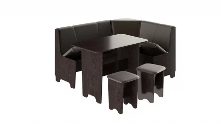 Уголок для маленькой кухни Техас Исп.1 Венге/Экокожа коричневая