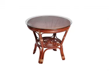 Стол Багама круглый с плетеной столешницей Bahama2 молочный шоколад