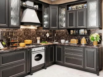 Тумба кухонная 600 с 2 ящиками ЛЮКС (4) Италия ЛД 275.906.000 Черный Дуб темный