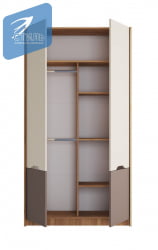 Шкаф RICH ШК-002 Миндаль/Глиняный серый/дуб крафт золотой