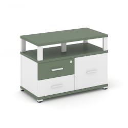 Тумба приставная сервисная с надставкой широкой CОНCЕПТ CН.ТСР-003 Б/В Кобо Белый бриллиант Белый / CONCEPT CN.TSR-003 B/W