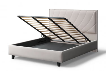 Кровать СОФИЯ 2000*1600мм (на опорах), велюр NEO 02 (бежевый), (б/основания, б/матраса)