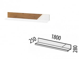 Полка в гостиную Монако 606.29 Дуб Вотан / Белый шпон/ Альпийский белый