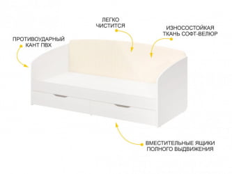 Односпальная кровать Монако 903.05 Белый шпон/Даллас Айвори