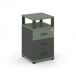 Тумба приставная с 3-мя ящиками и надставкой CONCEPT CN.TUP-003 B/W Кобо Антрацит