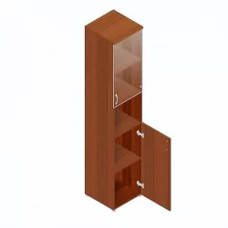 Шкаф для документов узкий с прозрачными стеклами Р.П-4СБ Орех Гепланкт