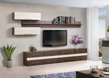 Набор мебели для гостиной Грация 9.1 МДФ глянец Ясень шимо темный/Кофе с молоком/Кофе Мокко