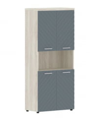 Шкаф с 2-мя комплектами глухих малых дверей и топом Torr LUX TLHC 85.4 Сосна Эдмонд Серо-голубой