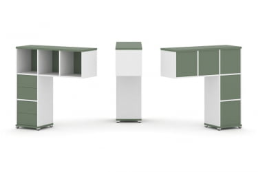 Надставка на стол низкая односторонняя + задняя стенка (5шт.) + блок с 2-мя ящиками (2шт.) CОНCЕПТ CН.ОНН-003 Кобо Белый бриллиант Белый металл / CONCEPT CN.ONN-003