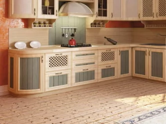 Кухонный гарнитур угловой Кантри №03 Сономе эйч светлая