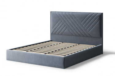 Кровать МИРА 2000*1200мм (без опор), велюр Бренди лайт 28 (серый), (б/основания, б/матраса)