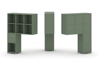 Надставка на стол высокая односторонняя + задняя стенка (8 шт.) + блок с 2-мя ящиками (1 шт.) CONCEPT CN.ONV-002 Кобо Белый металл