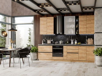 Шкаф кухонный 800 горизонтальный с 2 складными дверями комбинированный со стеклом Шервуд ЛД 281.981.000.049 Черный Дуб золотой