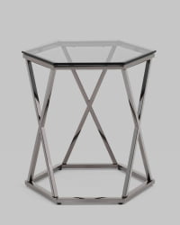 Журнальный столик Круз 48*42 стекло smoke сталь Темный хром