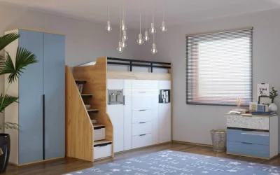 Шкаф комбинированный для кровати-чердака Урбан ЛД 528.200.000 Белый/Дуб золотой