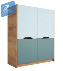 Голубой шкаф RICH ШК-004 Мята/Сумеречный голубой/дуб крафт золотой