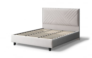 Кровать МИРА 2000*1200мм (на опорах), велюр NEO 02 (бежевый), (б/основания, б/матраса)