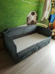 Детская кровать Кантри ТД-308.12.02 Замша синяя