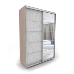 Шкаф-купе зеркало лдсп Акцент-Квадро КВ 1400х600 Шимо светлый/Хром