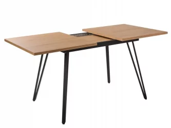 Большой обеденный стол Диего 120-160 Галифакс Табак_БЕЛЫЙ