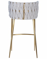 Стул барный DOBRIN EMMA GOLD (белый PU (T-01), белая ткань (F-49))