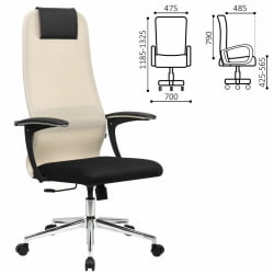 Кресло руководителя BRABIX PREMIUM Ultimate EX-801 хром Черное/бежевое